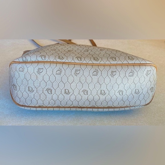 CHRISTIAN DIOR Honeycomb Canvas & Leather Tote, Vintage. GUC - Picture 6 of 11